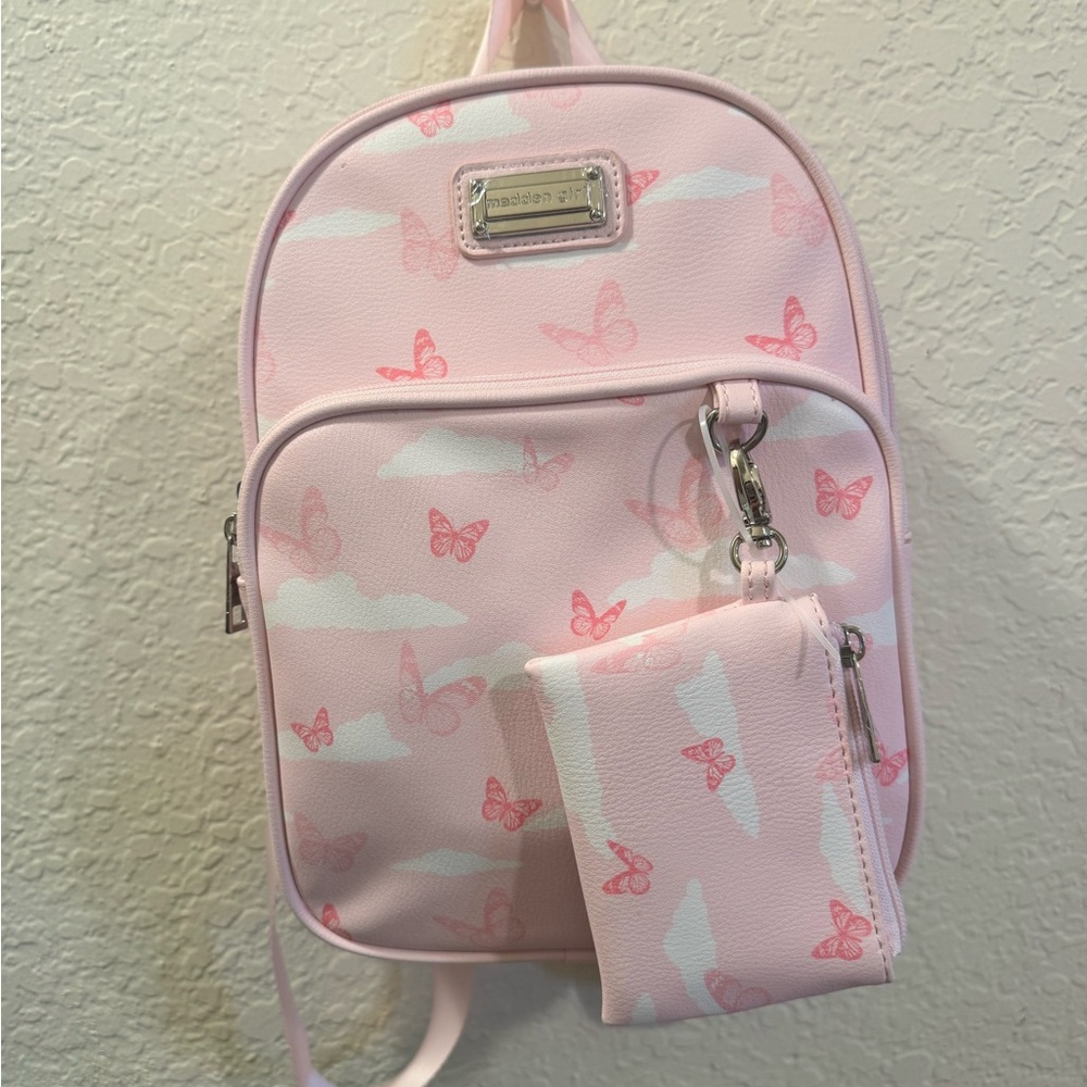 Madden Girl Pink Butterfly Backpack and Wallet